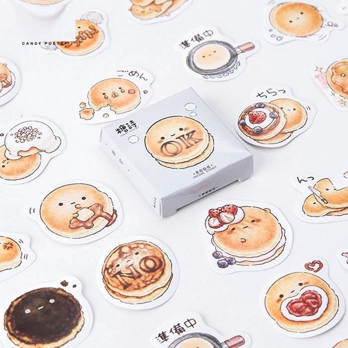 Bộ 45 hình dán sticker Bánh Mì dễ thương trang trí sổ tay DIY