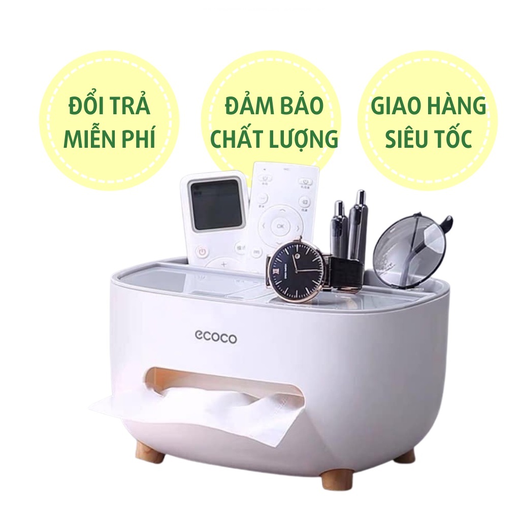 HỘP GIẤY ĂN ĐỂ BÀN ECOCO CAO CẤP KIÊM ỐNG ĐỰNG ĐỒ DÙNG ĐỂ BÀN NHƯ ĐIỀU KHIỂN TIVI, BÚT CÓ KÈM GIÁ ĐỠ ĐIỆN THOẠI KIỂU MỚI, THIẾT KẾ SANG TRỌNG, HIỆN ĐẠI