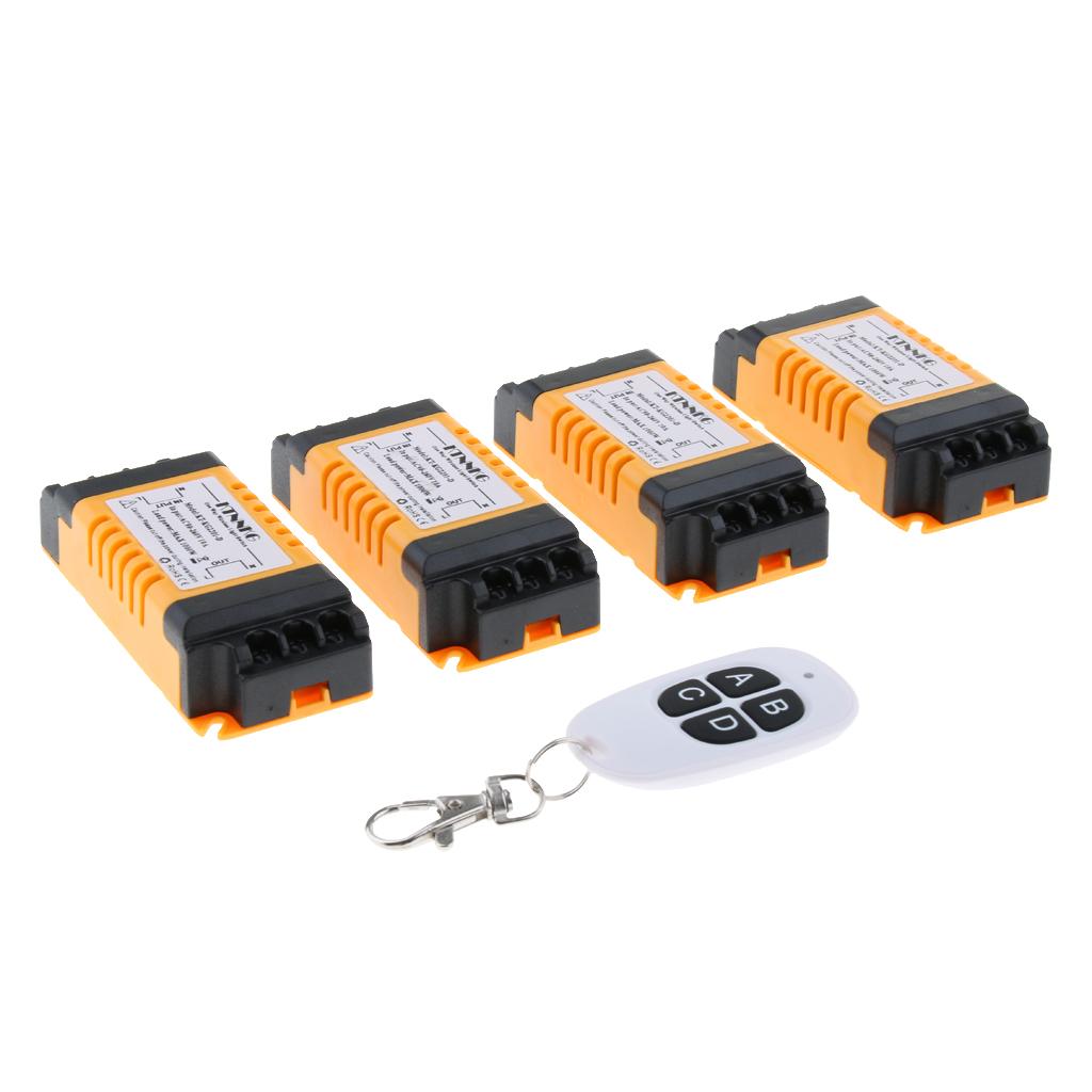 Lamp Relay Switch Wireless RF Remote Control Switch, 4 Receivers, AC 90-260V