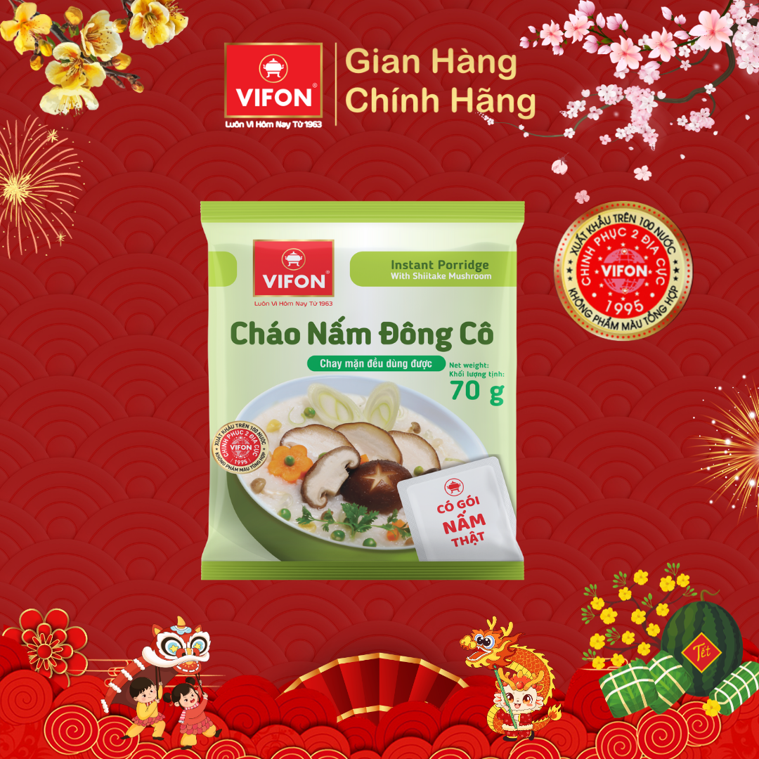Thùng 50 Cháo Nấm Đông Cô VIFON có Gói Nấm Thật 27gr