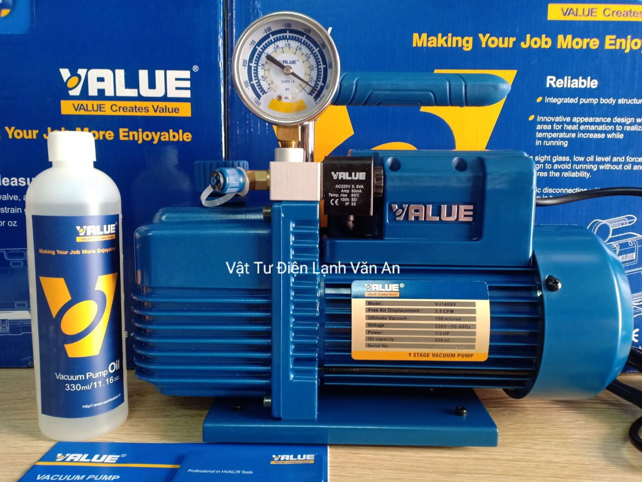 Máy hút chân không VALUE 3.5 CFM V-I140SV-có đồng hồ báo áp