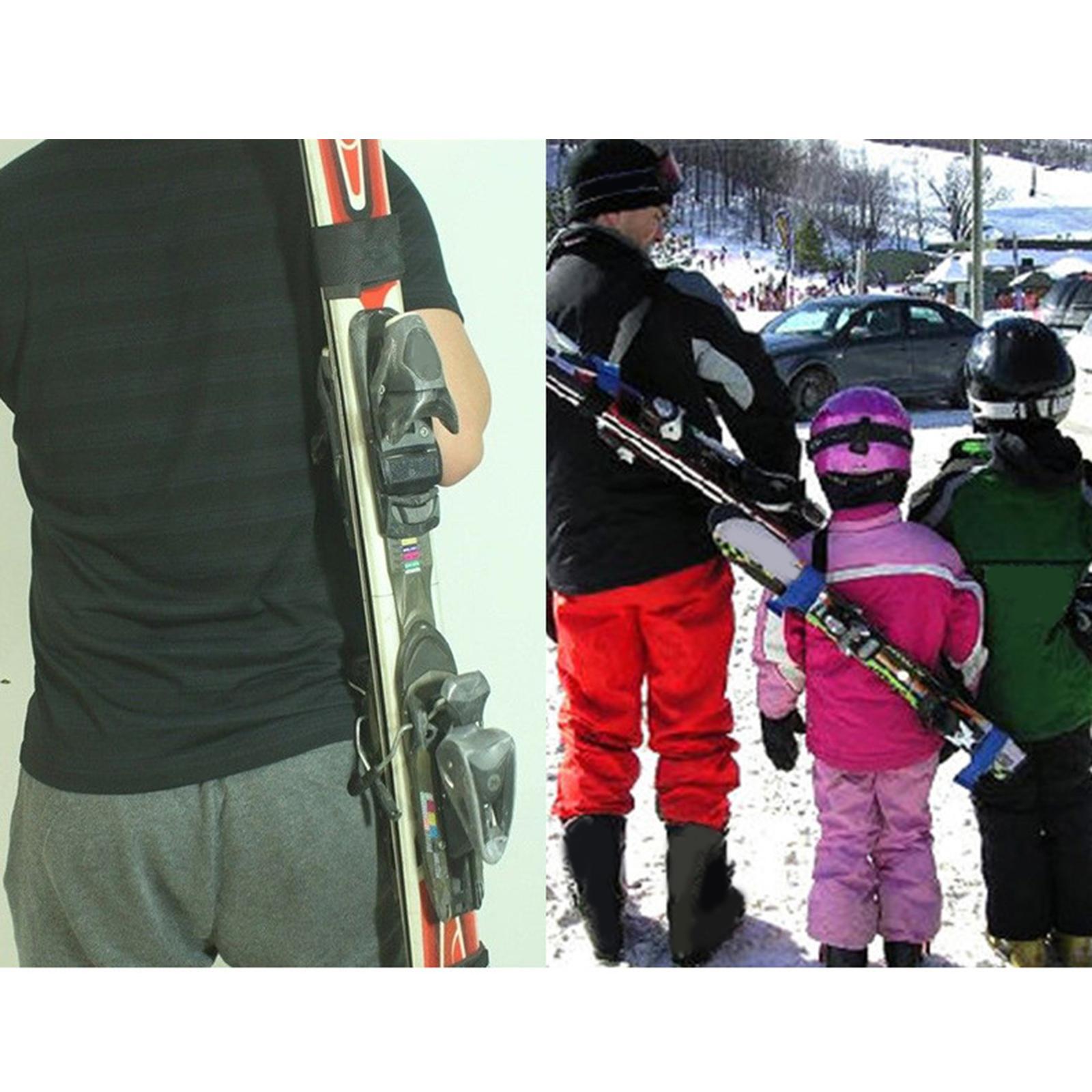 2 Pieces Ski Strap, Nylon Braid Handheld Handle Belt Ski Gear Holder Portable Durable Ski Pole Shoulder Strap for Ski Board Winter Sports