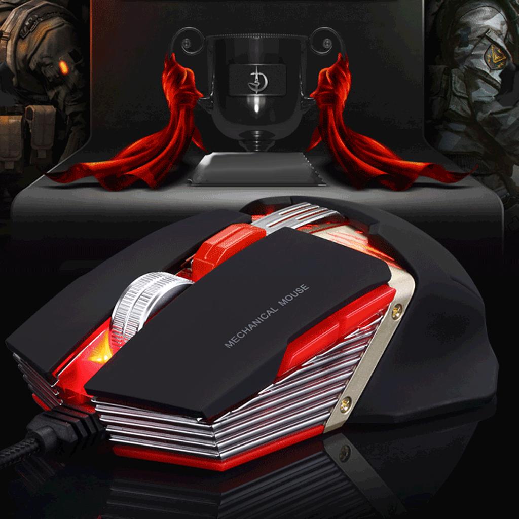 USB Wired Gaming Mouse 4000 DPI 8 Buttons For PC Computer Laptop Black
