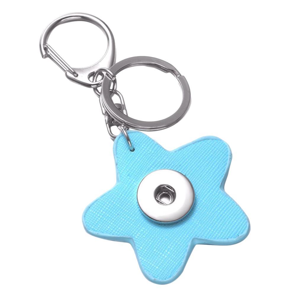 Key Chain Cute Pentagram Key Ring for Decorating Car Keys, Home Keys, Bag Purse Decoration, Easy To Find, 5 Color Choices (PU+Alloy)