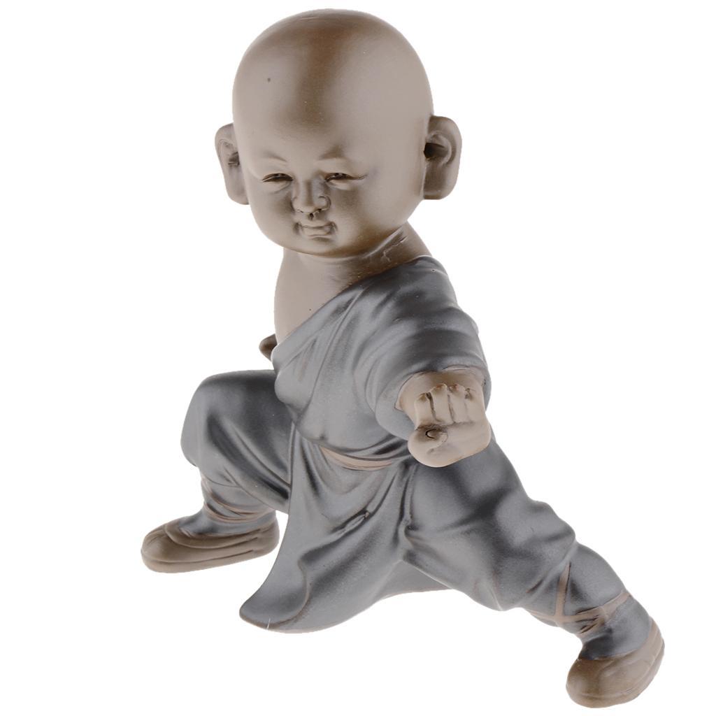 Ceramic Small Buddha Statue kung fu Monk Figurine Tea pet Ornaments