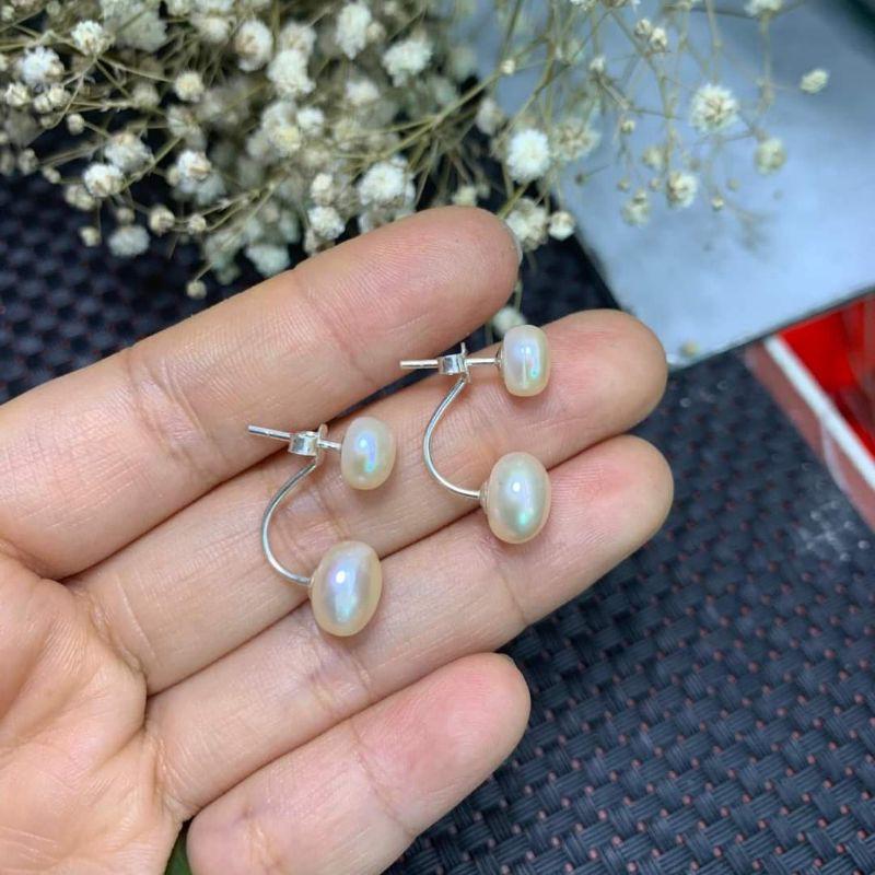 BÔNG TAI #NGỌC#TRAI# NƯỚC NGỌT BẠC TA- BÔNG DIO CONG TRAI NƯỚC NGỌT
