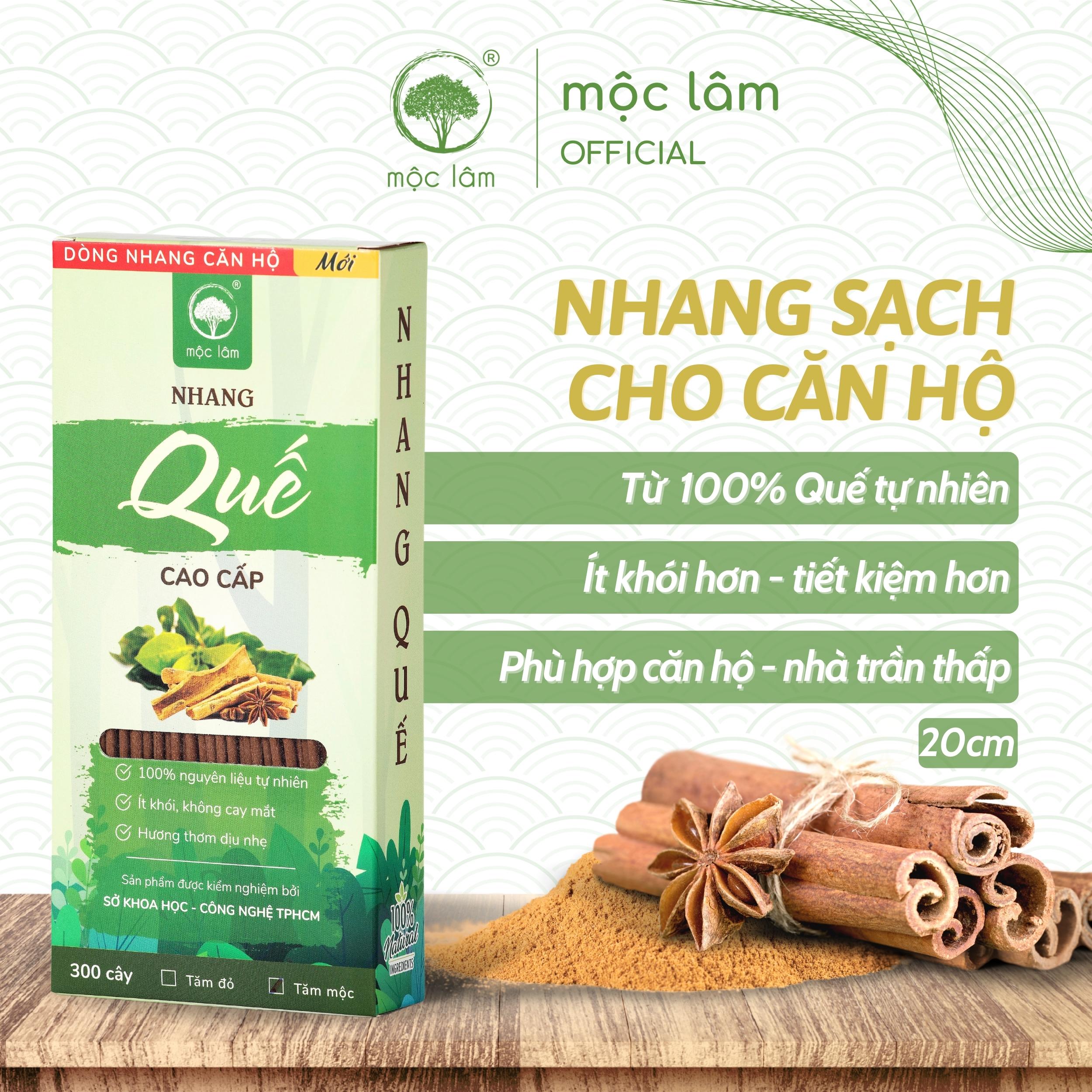 NHANG 20cm Nhang Quế Thiên Nhiên MỘC LÂM 300cây, Nhang Sạch Ít Khói, Hương Thơm Thanh Dịu, Nhang Cho Căn Hộ Chung Cư Phòng Máy Lạnh