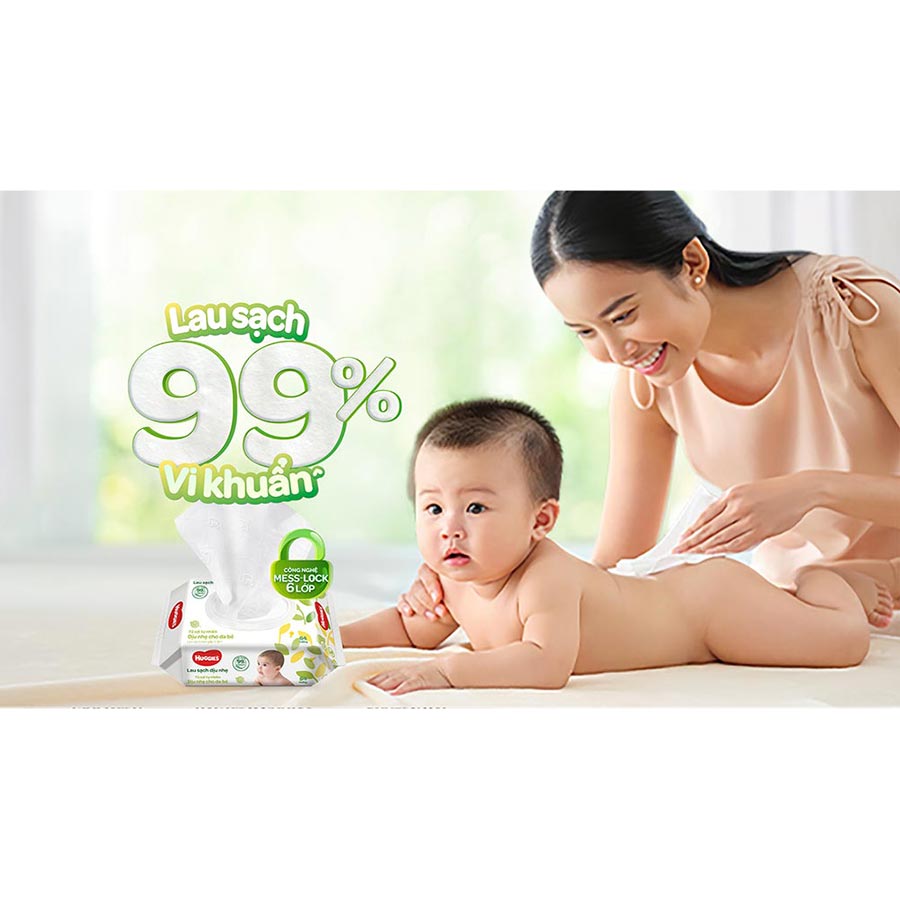 Combo 6 Gói Khăn giấy ướt cho trẻ sơ sinh Huggies không mùi, gói 64 tờ