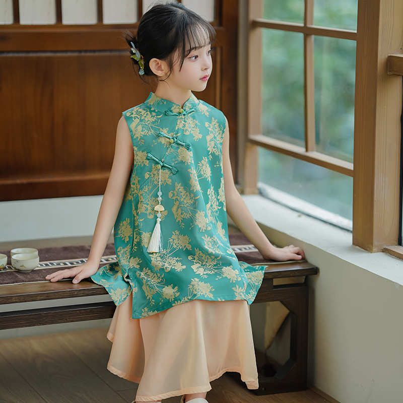 Đầm váy cho bé gái sườn xám hanfu cổ trang hán phục diện lễ tết noel giáng sinh năm mới