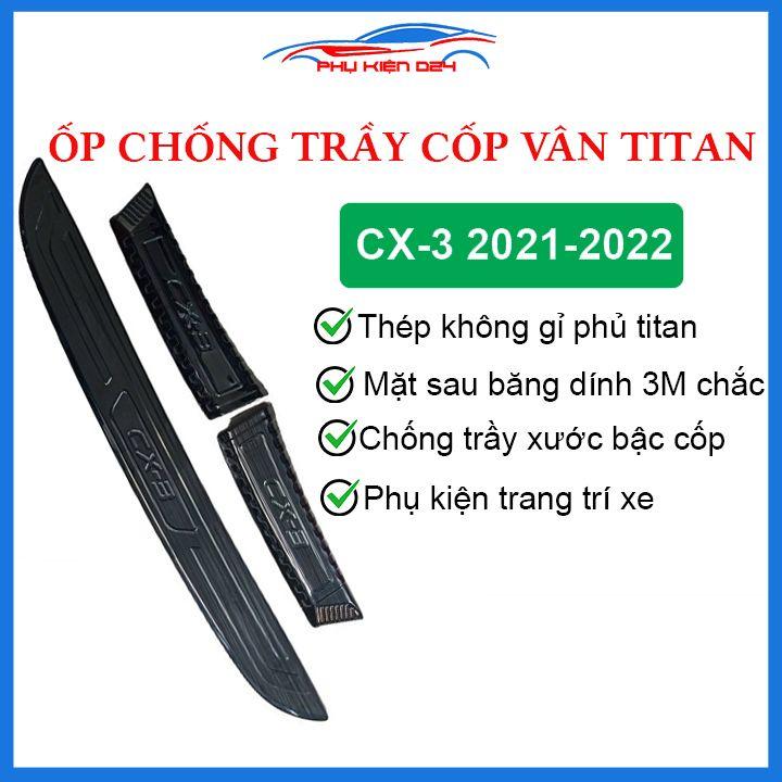 Ốp chống trầy cốp Mazda CX3 2021-2022 vân titan bảo vệ làm đẹp xe