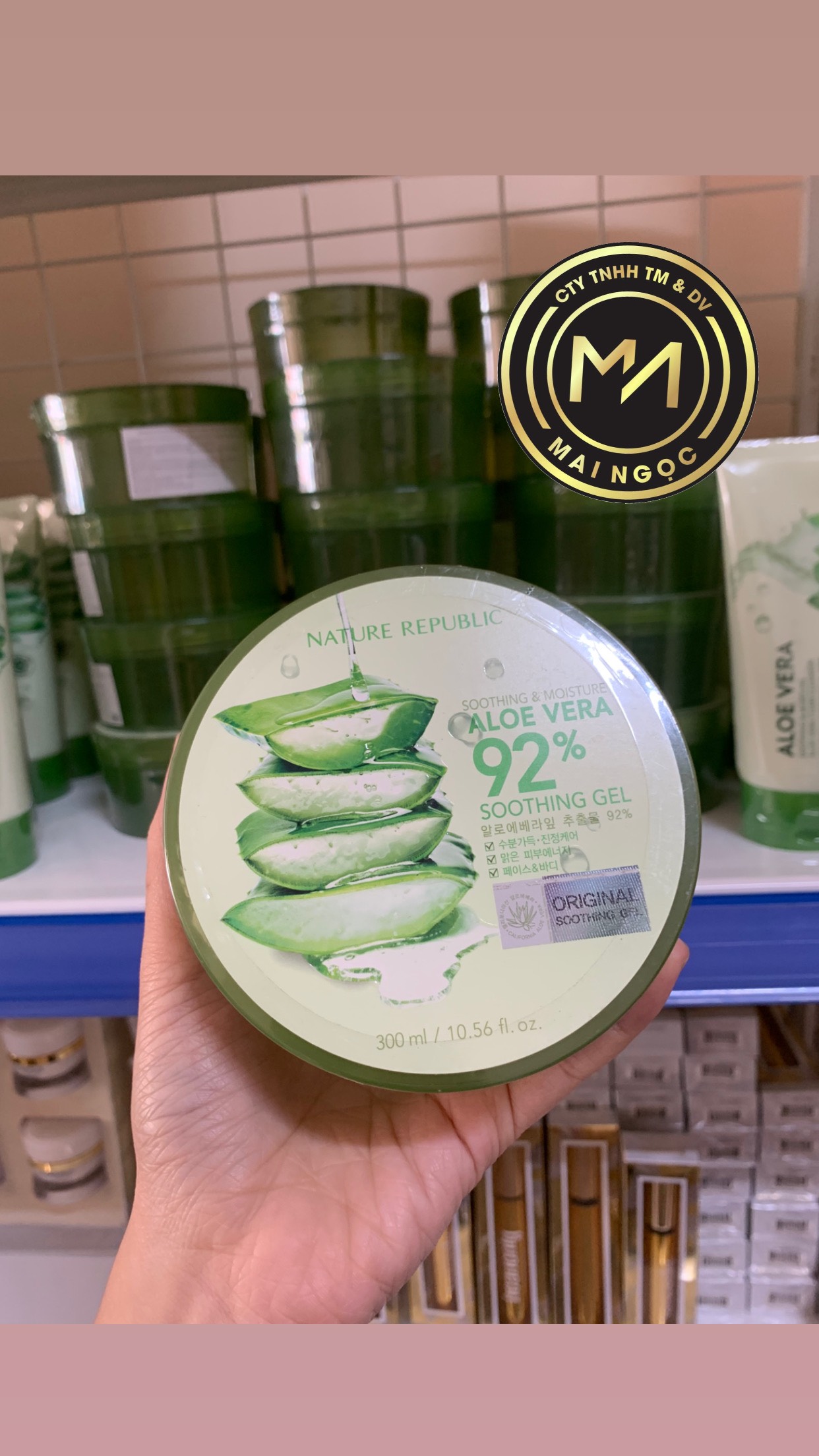 Gel Dưỡng Ẩm Tối Ưu Từ Nha Đam Nature Republic Aloe Vera 92% 300ml ( hàng chính hãng, có tem phụ )