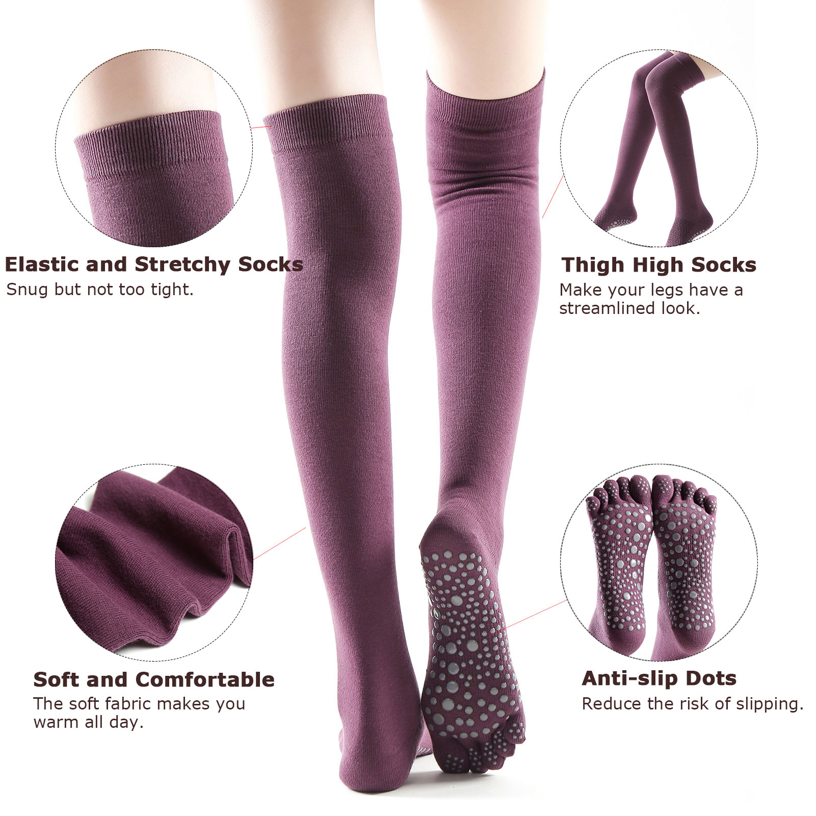 Vớ dài có ngón dành cho nữ, được làm từ cotton và polyester, mềm mại và thoải mái khi mặc