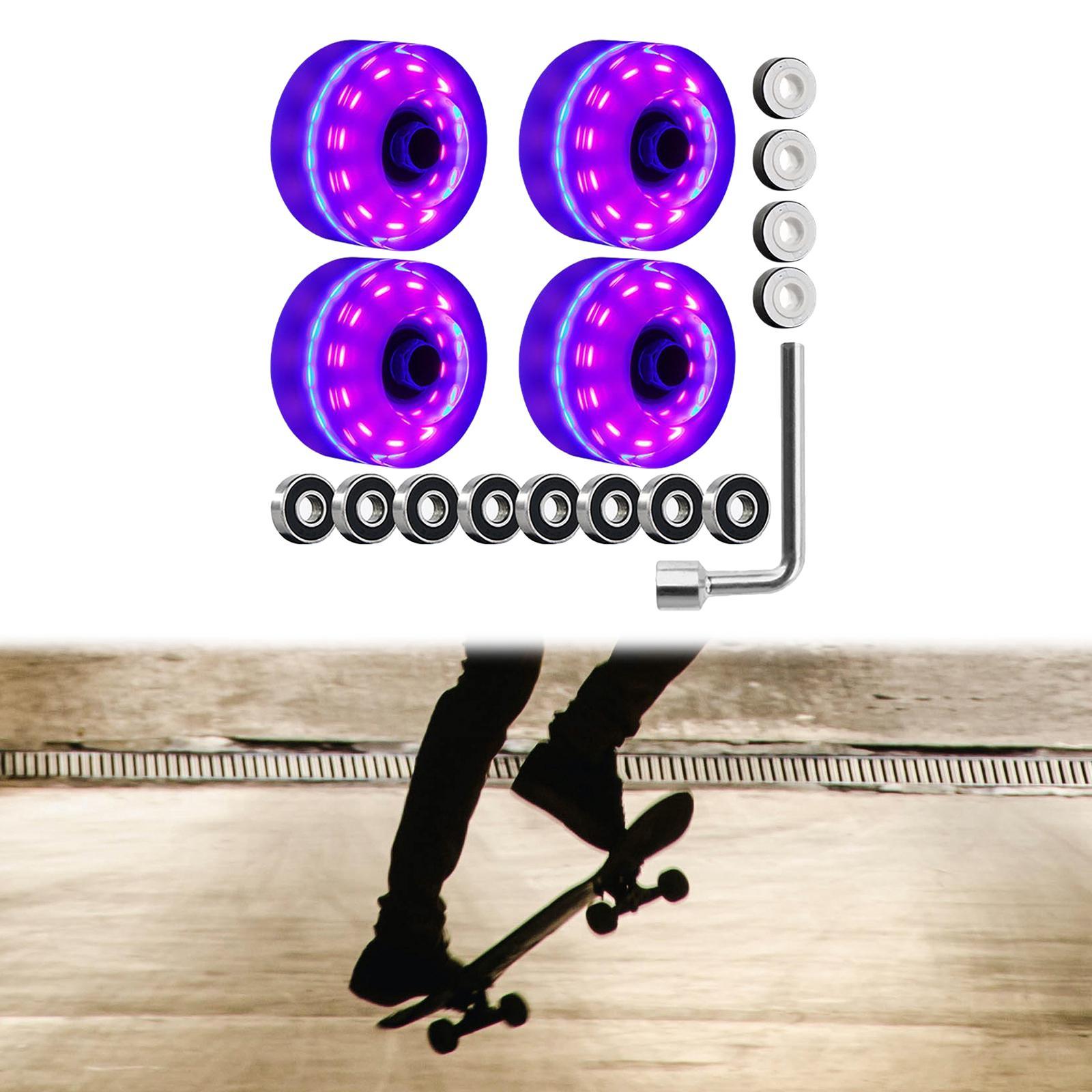 4Pcs Quad Roller Skate Wheels 32 x 58mm Light up Roller Skate Wheels for Outdoor
