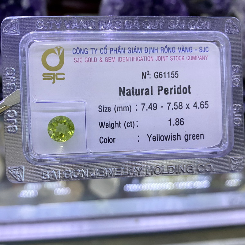 Đá Peridot Ngọc Olivin Tự Nhiên Mài Giác Tròn Kiểm Định