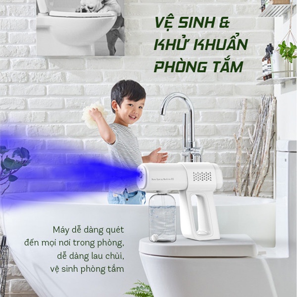 Máy Phun Khử Khuẩn K5PRO Không Dây Cầm Tay Sử Dụng Tia Cực Tím UV Công Nghệ Nano Tích Hợp Nút Bấm Tiện Lợi