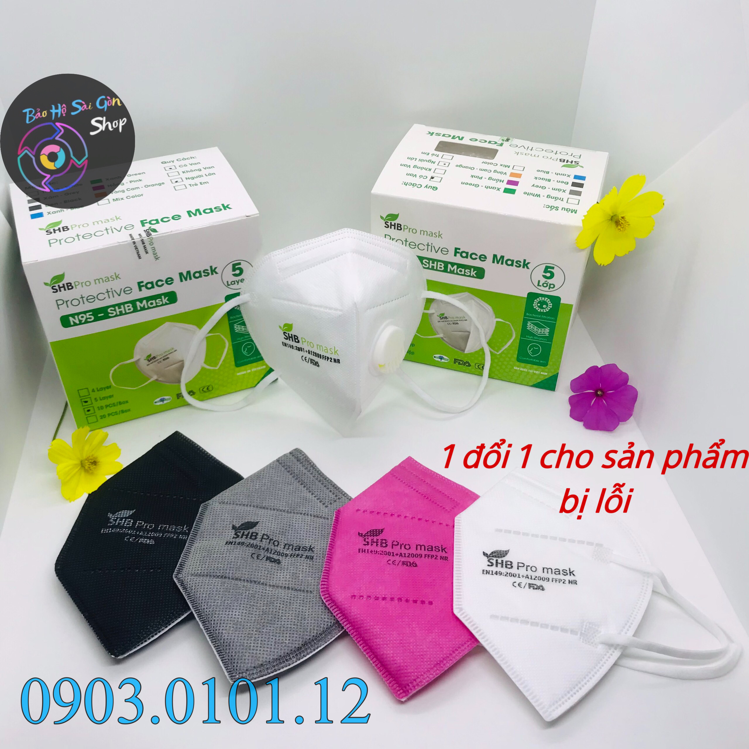 Khẩu trang n95 có van thở SHB Pro Mask, Kn95 cao cấp 5 lớp kháng khuẩn chuẩn FFP2