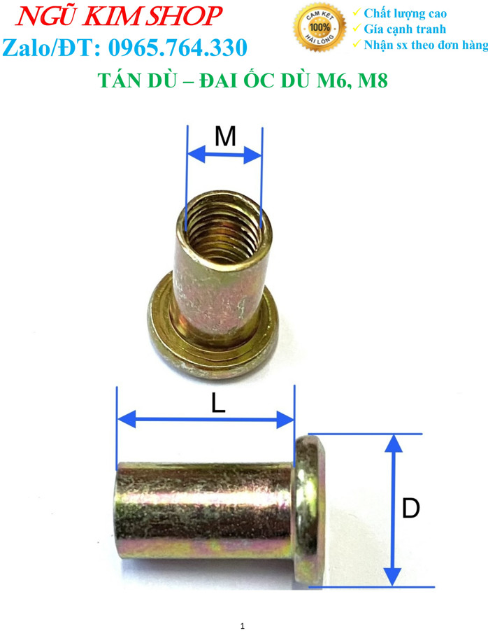 TÁN DÙ _ ĐAI ỐC DÙ M6, M8
