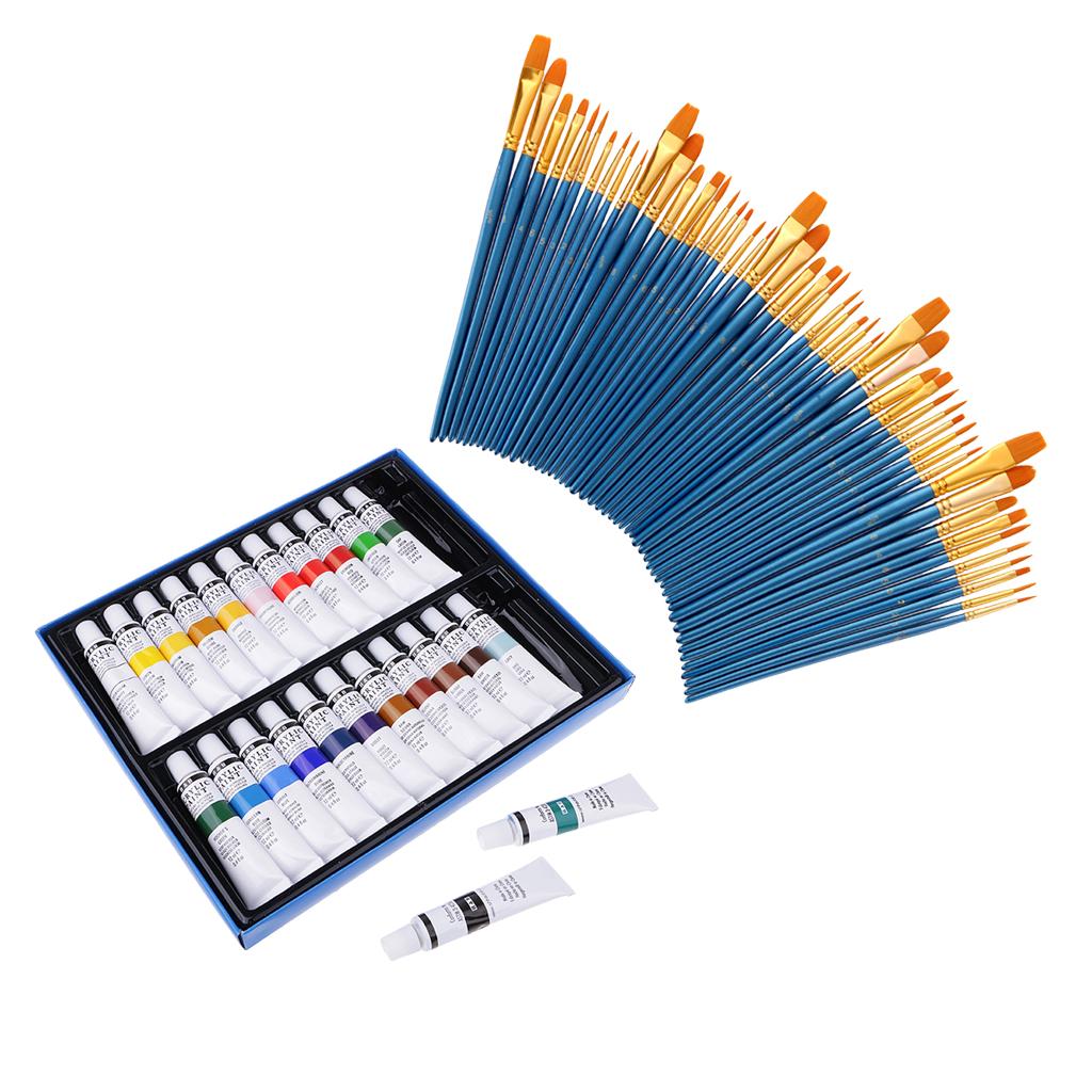 1 Bộ Acrylic Tranh Bộ Bộ-50 Con Nylon Bàn Chải + 24 Màu Sắc Ống Sơn Acrylic + Tranh hàng Thủ Công Cung Cấp-Sở