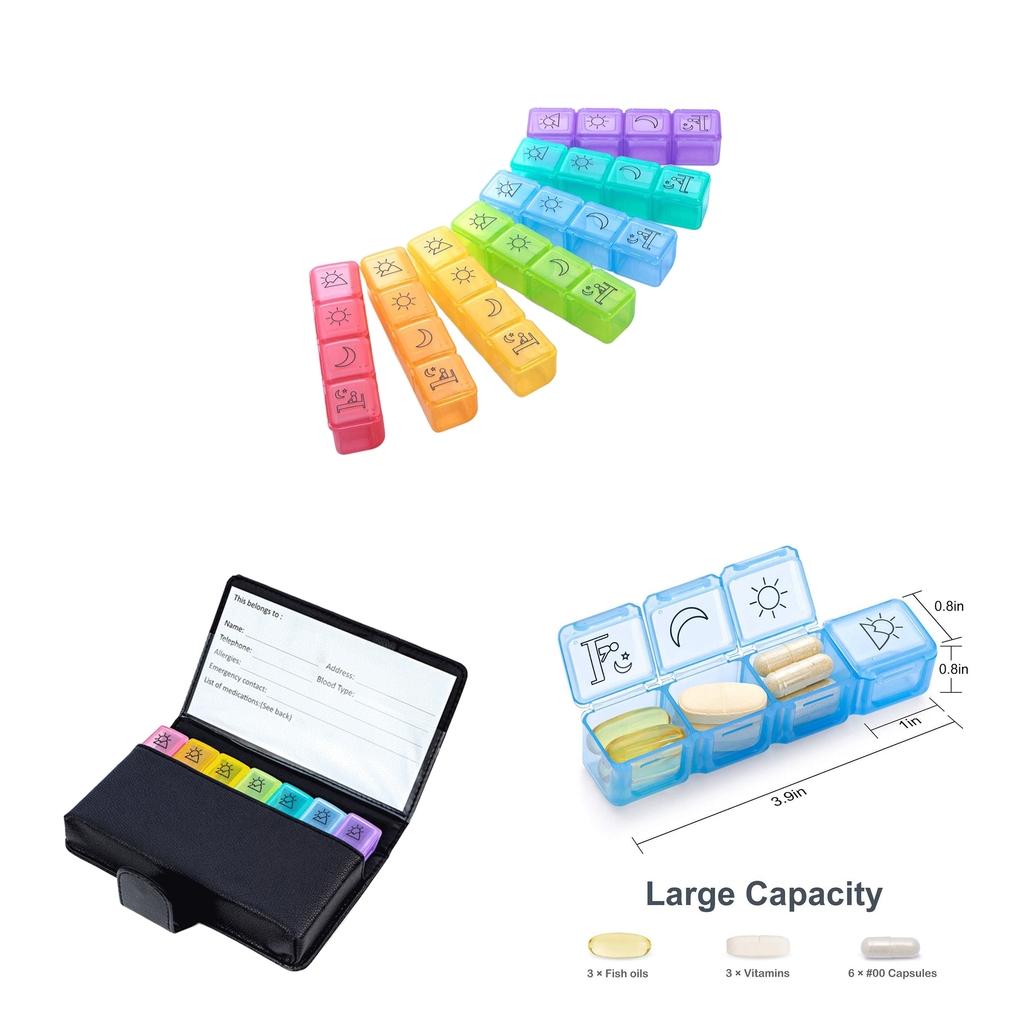 Large 28 Slots 7 Day Weekly Pill Dispenser Organizer for Supplement Medicine
