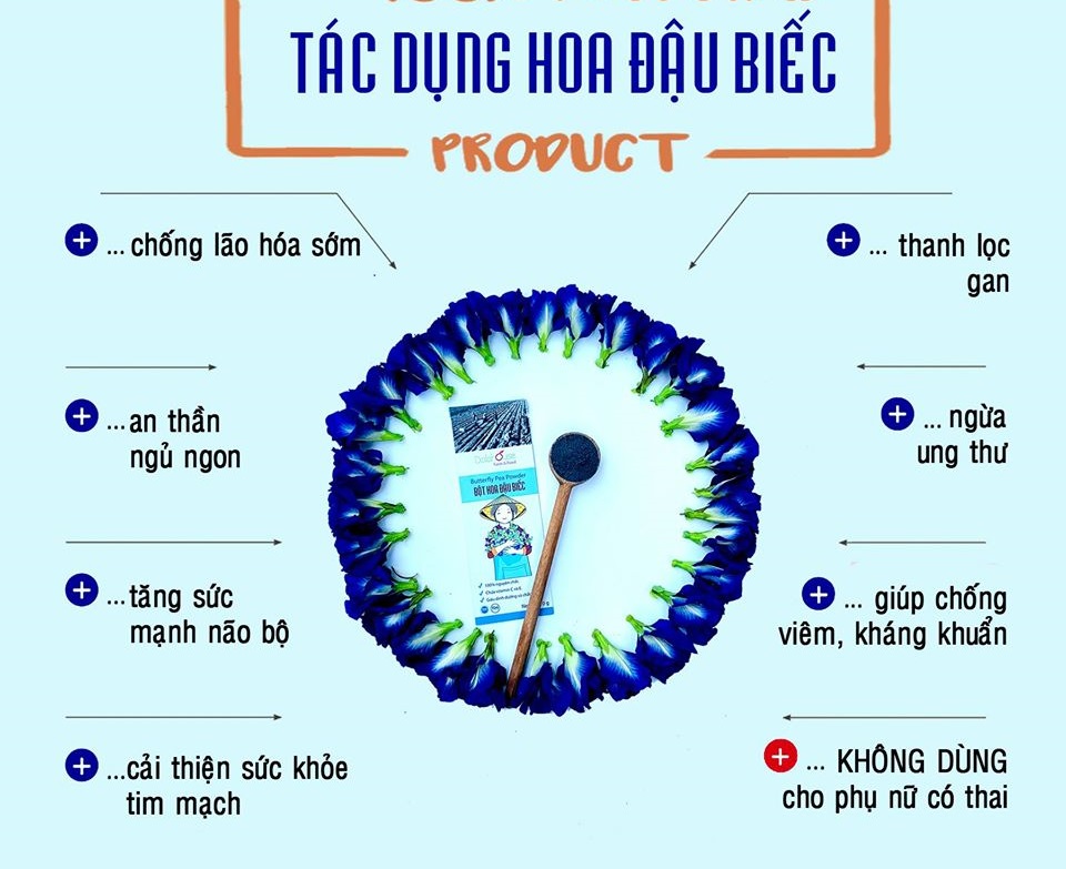 Bột HOA ĐẬU BIẾC hữu cơ sấy lạnh Dalahouse - Hộp 20 gói 3gr tiện lợi - Giảm căng thẳng mệt mỏi, hỗ trợ chống ô xy hóa, tốt cho mắt và giúp cho giấc ngủ sâu