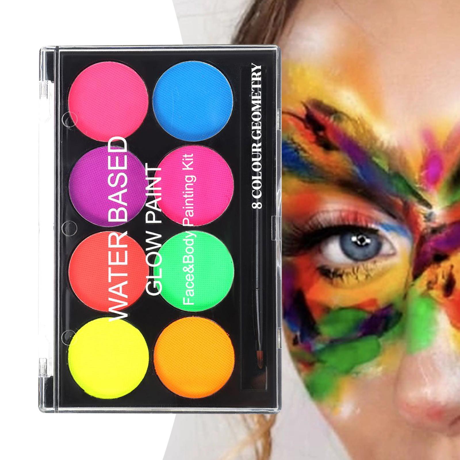Face Body Paint Facepaint 8 Colors with Painting Brush Face Painting Pigment for Halloween Party Dress up Festival