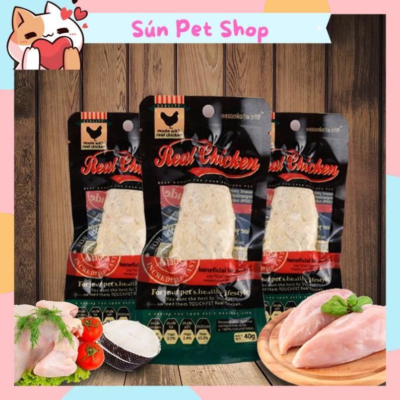 Ức gà hấp ăn liền cho chó mèo - Ức gà Pet Snack, Real Chicken, Masti cho thú cưng (40g)