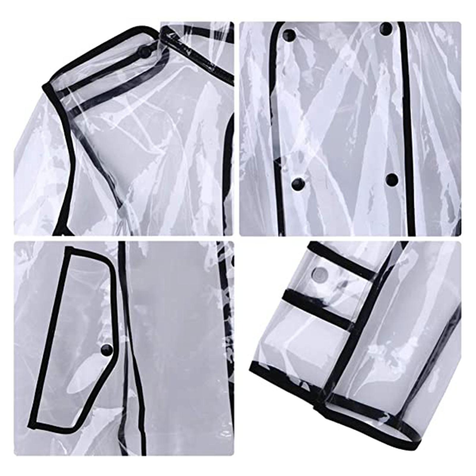 Ladies Girls Transparent Clear Waterproof Raincoat Rain Poncho Jacket Wind Coat