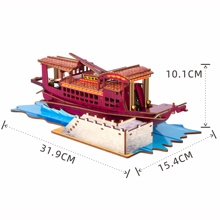 Đồ chơi lắp ghép gỗ 3D Mô hình Red Boat XI-G003 Laser