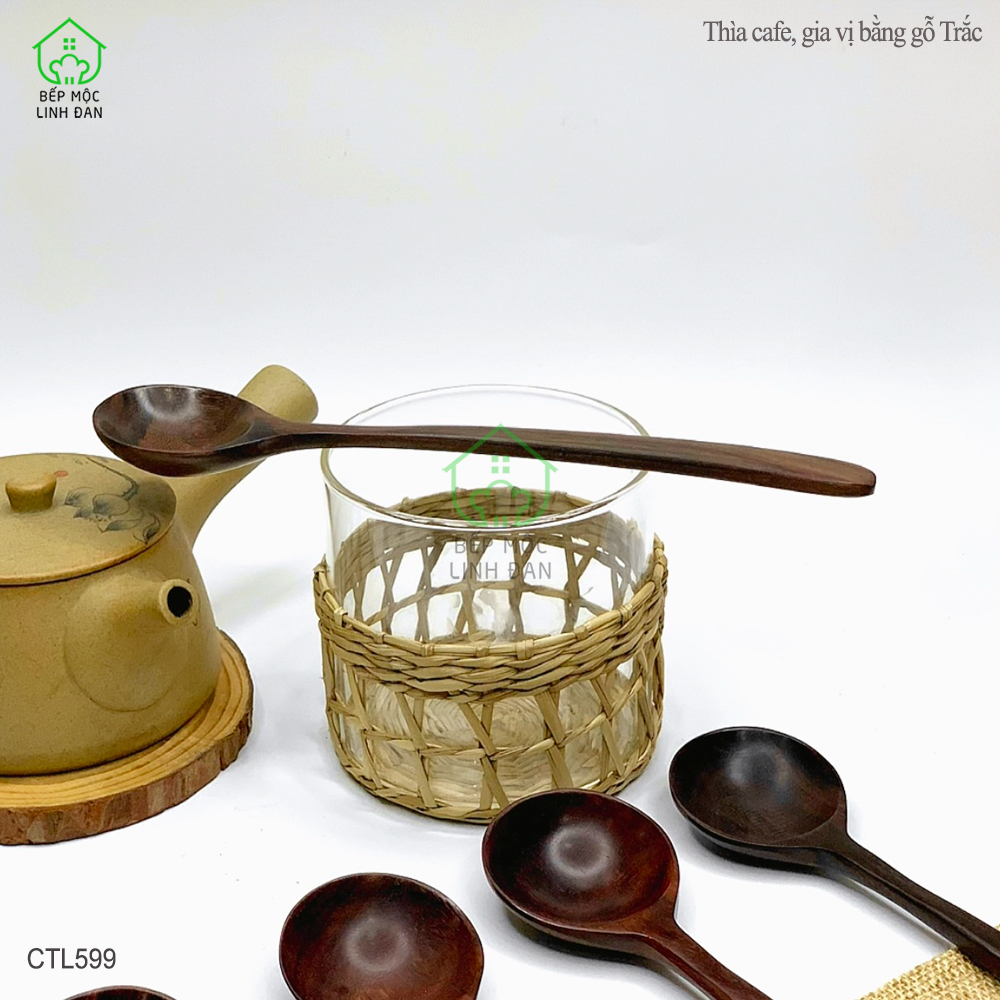 Thìa/Muỗng Ăn Cơm Gỗ Trắc Cẩm Lai Tự Nhiên Để Mộc HAHANCO [CTL599] Size 20cm