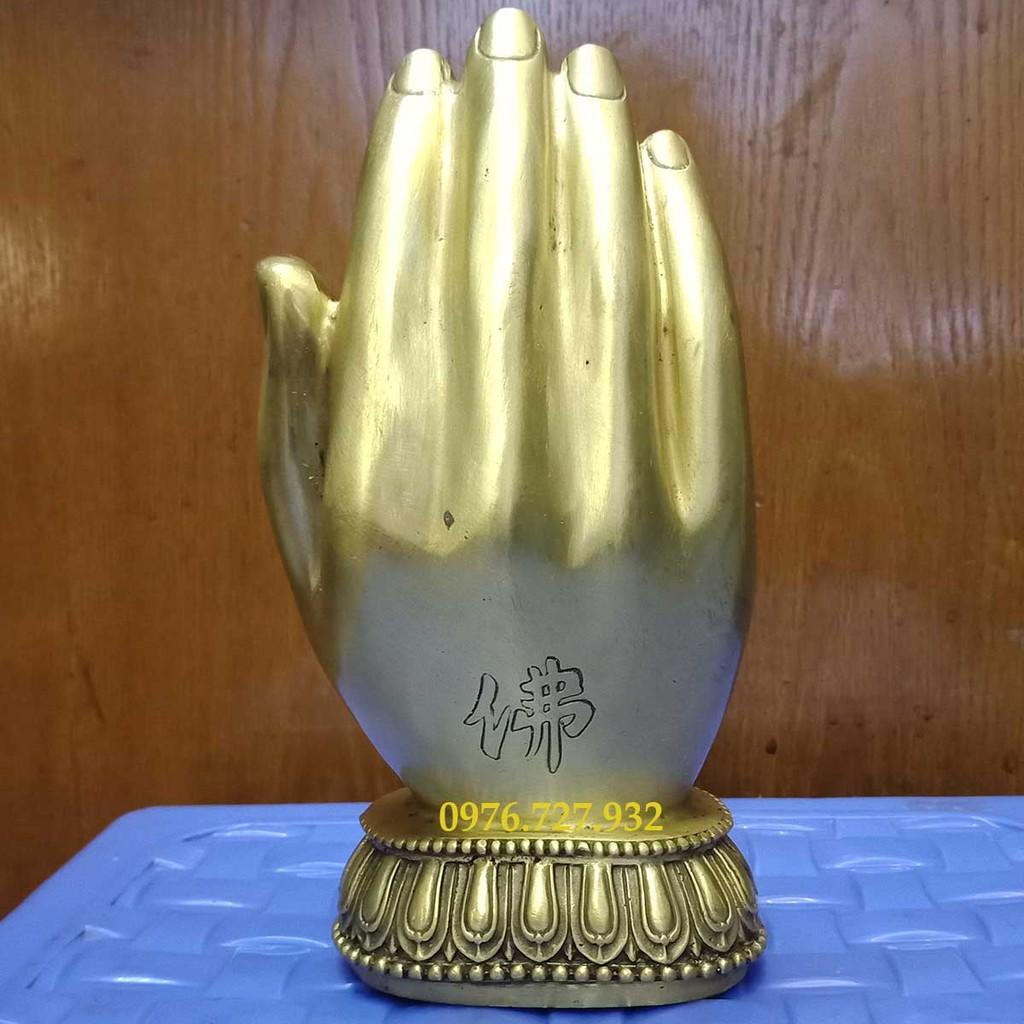 Bàn tay phật quan âm bằng đồng cao 18cm, bàn tay phật bằng đồng