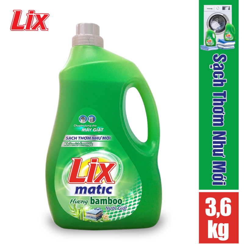 COMBO 2 chai nước giặt Lix matic hương Bamboo (2 chai x 3.6kg) N2601 - Dùng cho máy giặt cửa trước