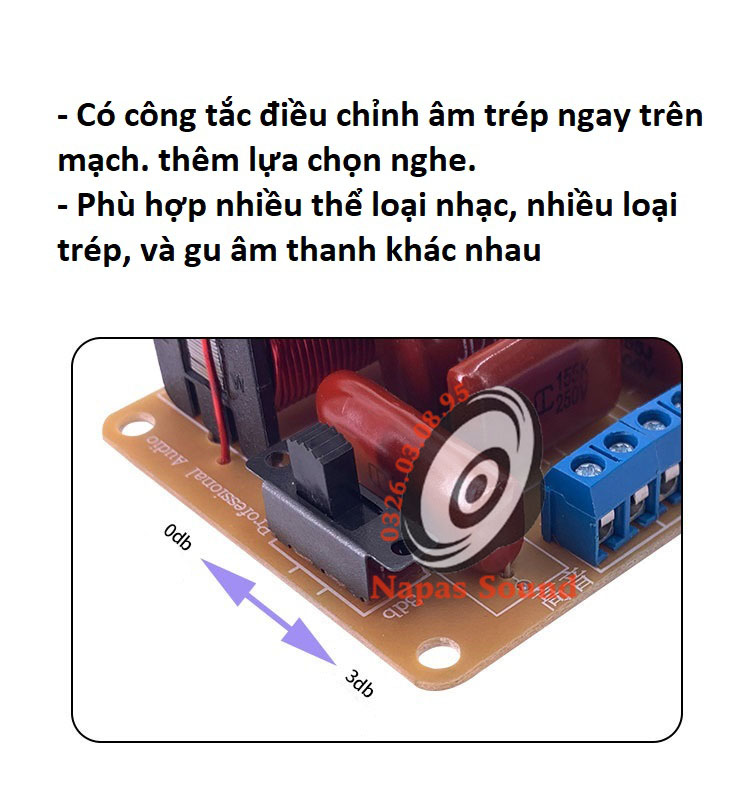 MẠCH PHÂN TẦN 1 BASS 1 TRÉP HOẶC 2 TRÉP 237A - PHÂN TẦN LOA 2 ĐƯỜNG TIẾNG NHỎ - CÓ CHỈNH ÂM