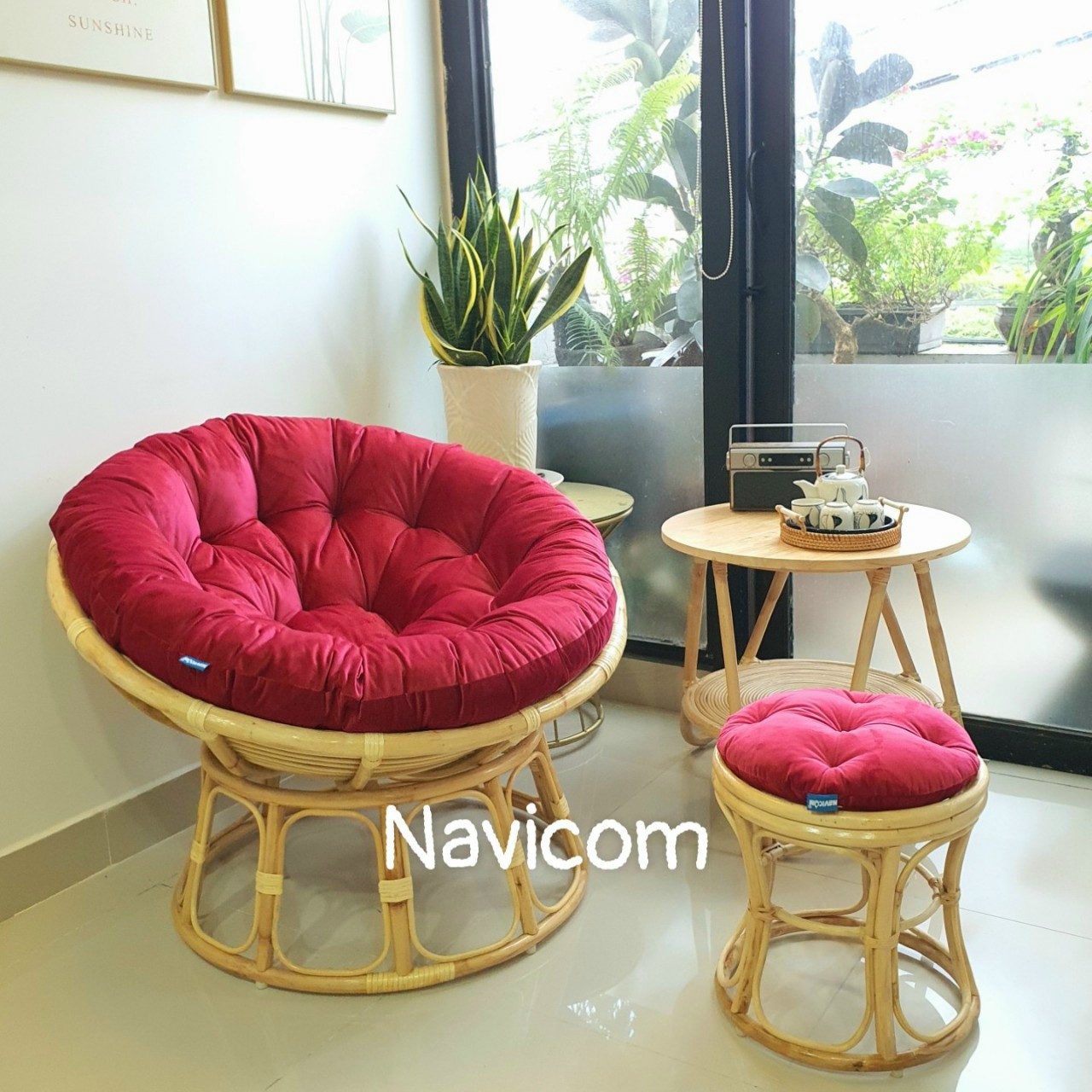 Bộ ghế papasan phiên bản màu đỏ đô đặc biệt