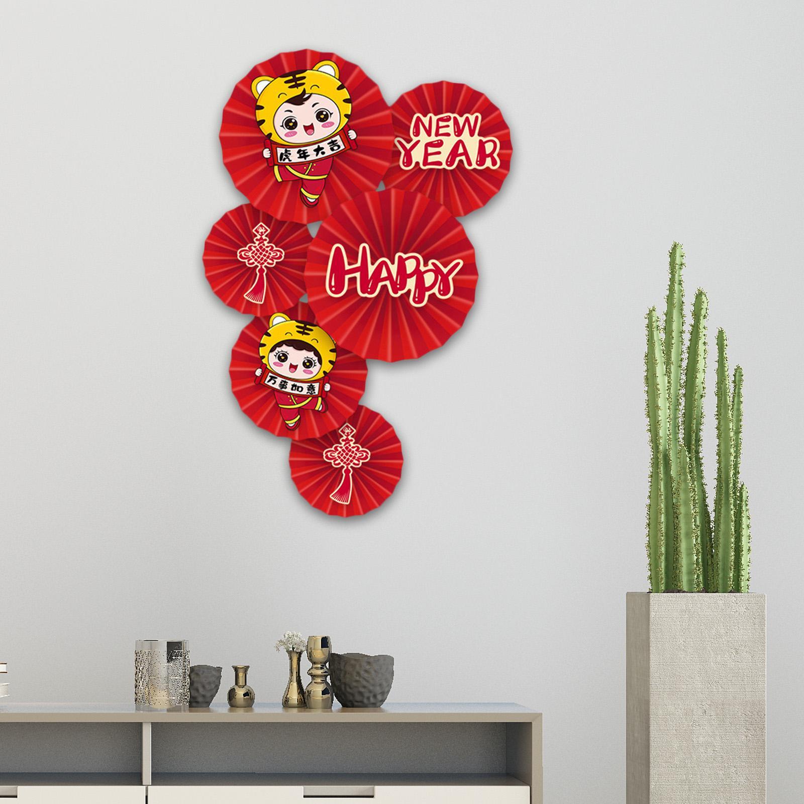 Set 12 chiếc Quạt Giấy Hoa Quạt Sáng Tạo Dán Tường Trang Trí Tết Nguyên Đán