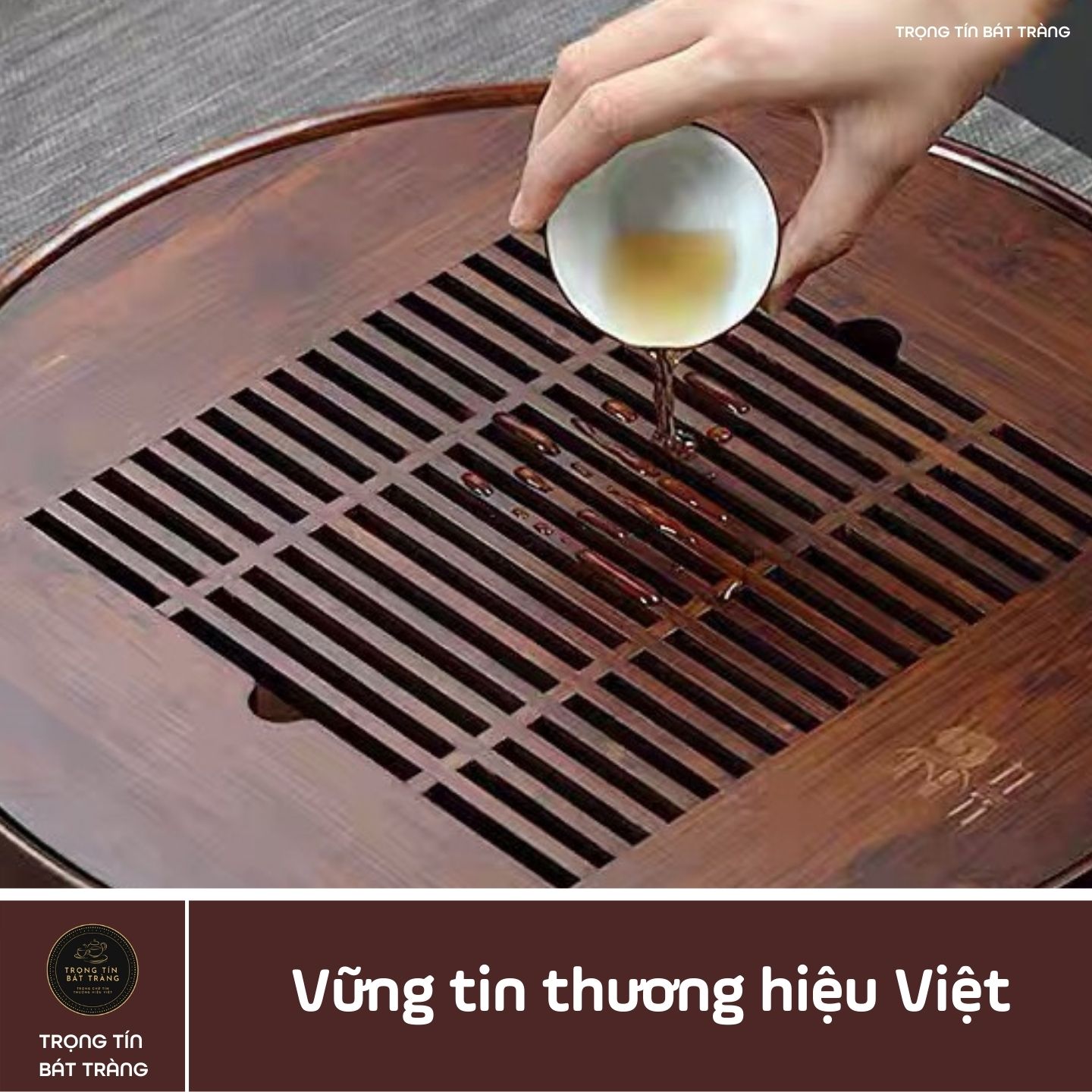 KT 14 Khay Trà Tre Cao Cấp Tròn Nhỏ