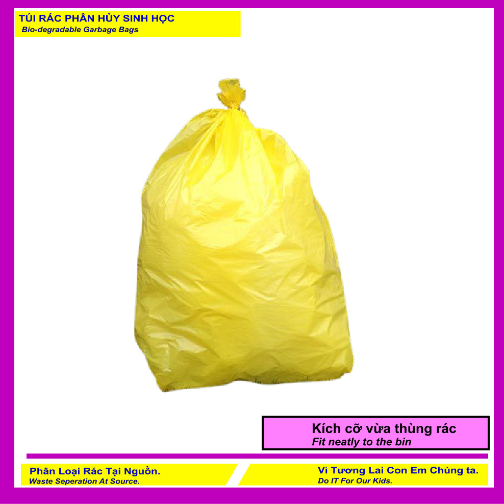 Set 2 Kí Bao Rác Sinh Học - Tự Hủy Sinh Học - Dạng Cuộn - 3 Size - MÀU VÀNG / Set 2 Kilograms Of Bio-degradable Trash Bags - Garbage Bags - In Rolls - 3 Sizes - COLOR YELLOW