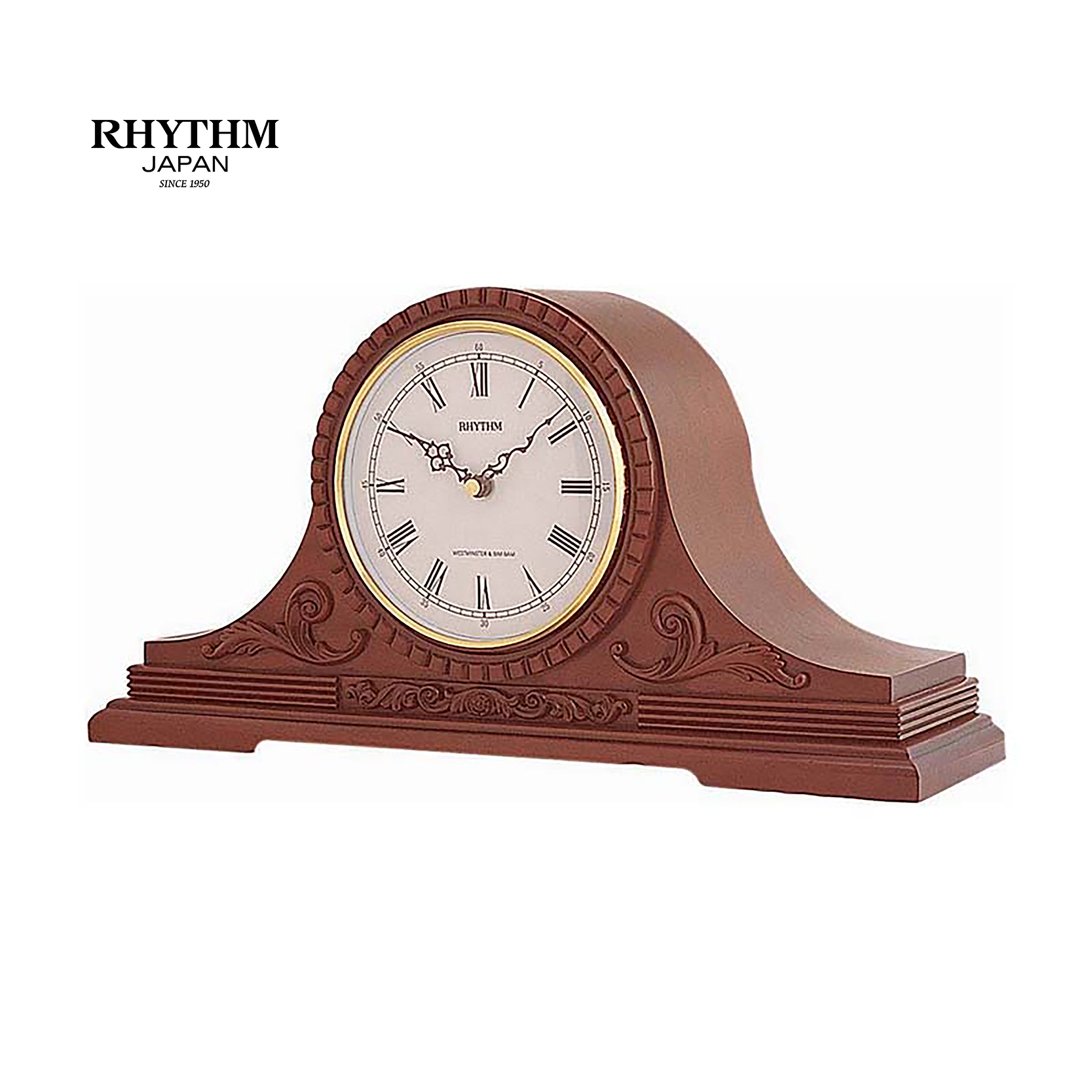 Đồng hồ Rhythm CRH111FR06 Kt 43.0 x 22.0 x 14.0cm,  1.8kg Vỏ gỗ. Dùng Pin.