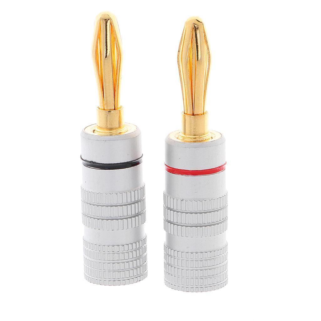 2pcs Banana Audio Jack Connector Audio Connector With 24k Double Screw Lock