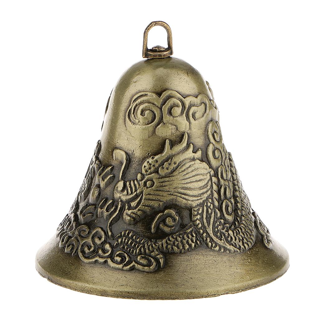 Mini Phong Thủy Kim Loại Chuông Charm Rồng Và Phượng Hoàng Hình Trang Trí