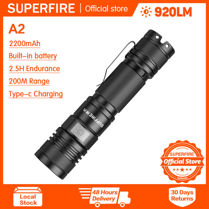 Đèn pin led siêu sáng Supfire A2 pin Lithium, sạc USB ( Hàng Chính Hãng )