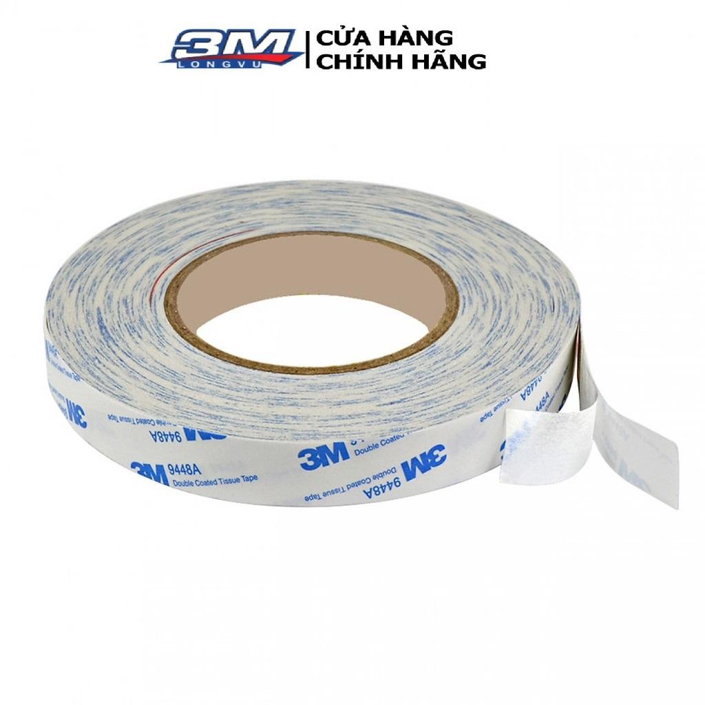 Băng Keo 2 Mặt Chịu Nhiệt Dán Linh Kiện Điện Tử 3M Khổ 08mm x 50m 9448A-08 - 3M Long Vu