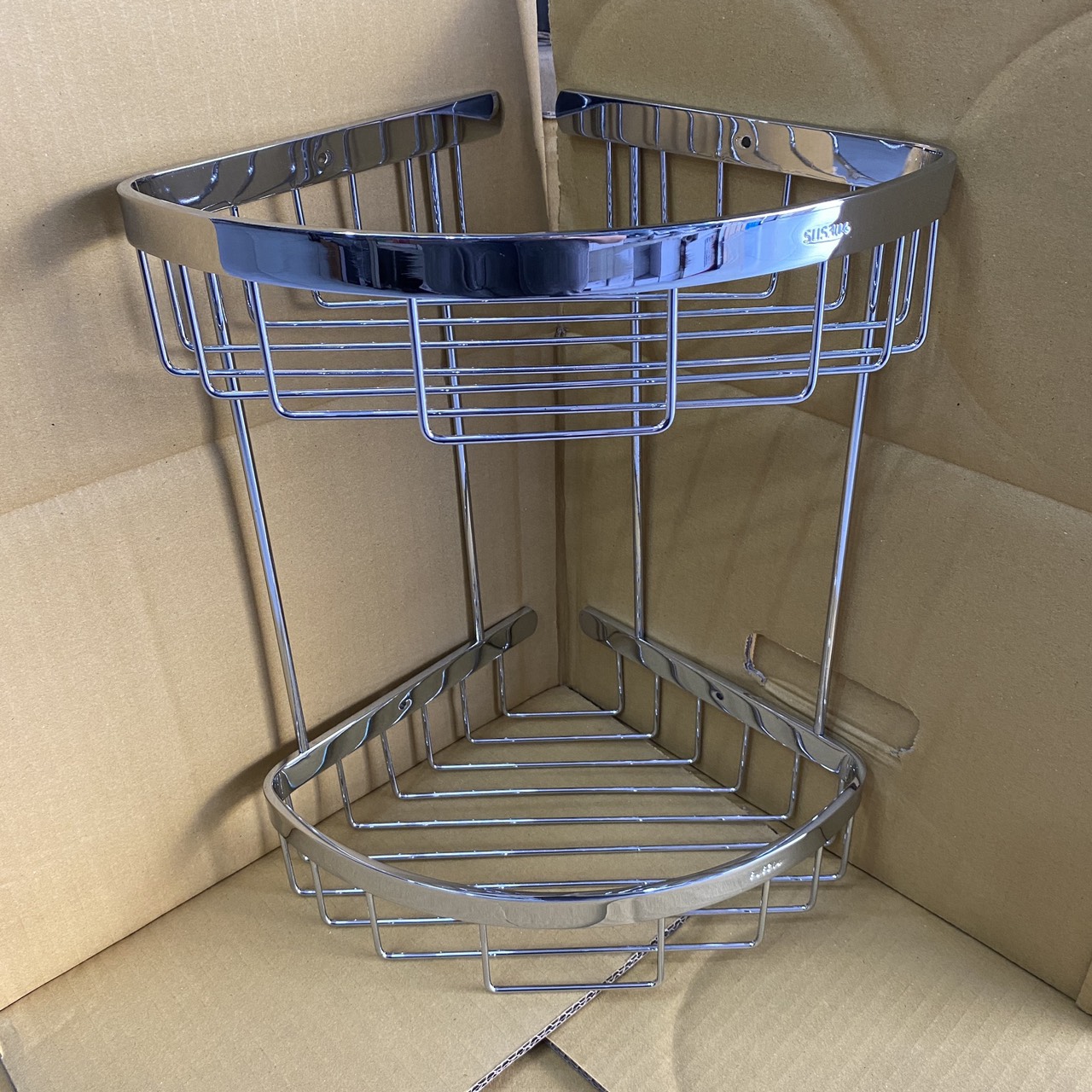 Kệ góc nha tắm inox 304 sáng bóng hàng cao cấp chính hãng.