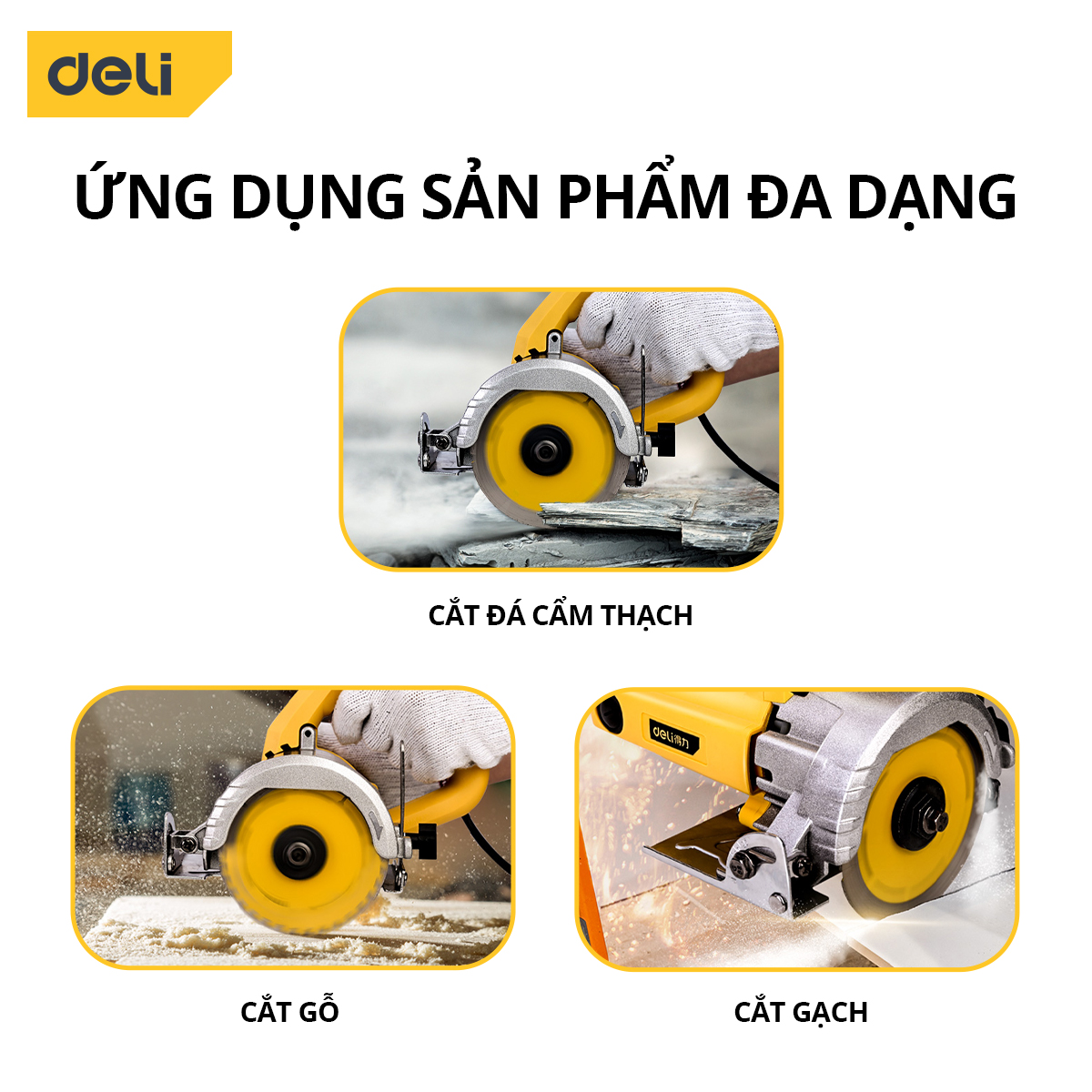 Máy Cắt Đá Deli, Công Suất Mạnh Mẽ, Động Cơ Lõi Đồng Giảm Tiếng Ồn, Sử Dụng Ổn ĐỊnh, Bền Bỉ DL6352