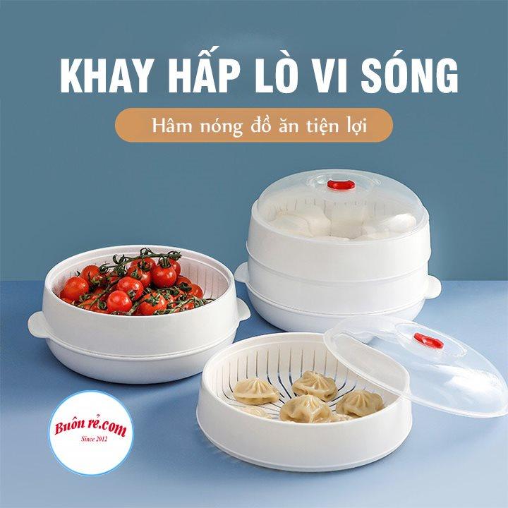 Bộ khay hấp lò vi sóng Việt Nhật chịu nhiệt tốt -Khay hấp thức ăn, Xửng hấp đồ ăn, bánh bao