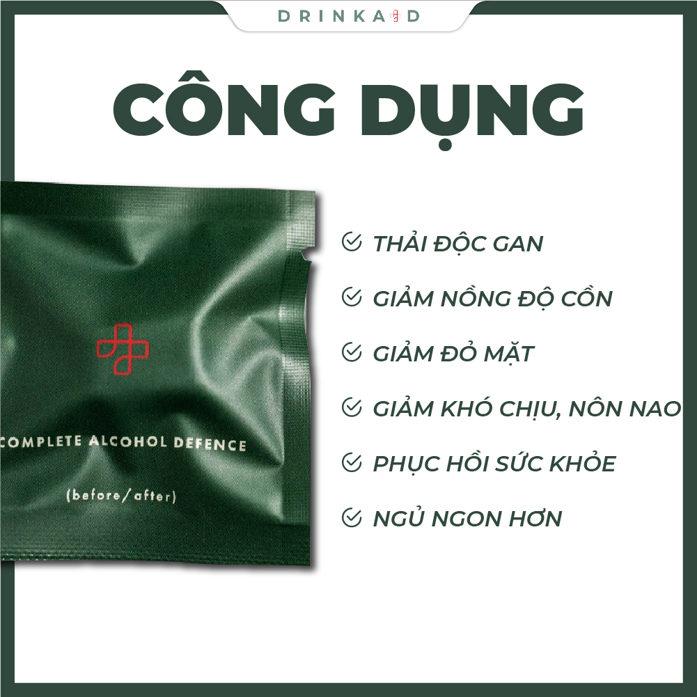 Combo 3 Hộp Viên Uống Giải Rượu DrinkAid 100% Tự Nhiên, Giúp Giải Độc Gan, Giảm Cảm Giác Buồn Nôn, Khó Chịu Và Các Tác Hại Của Rượu Bia
