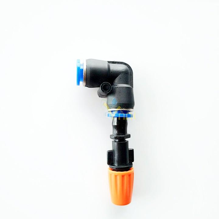 Béc Phun Sương 1 Cửa Chân Góc Cút Dây 8mm Phun Sương Làm Mát Tưới Lan Cây Cảnh