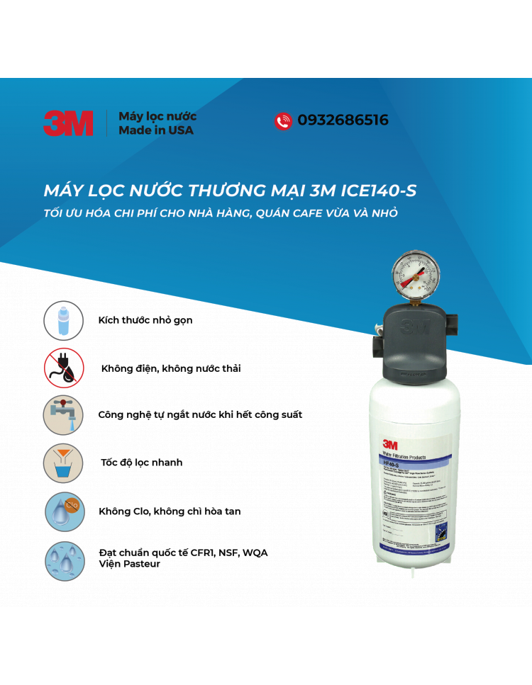 MÁY LỌC NƯỚC 3M ICE140S CHO NHÀ HÀNG, QUÁN CAFE