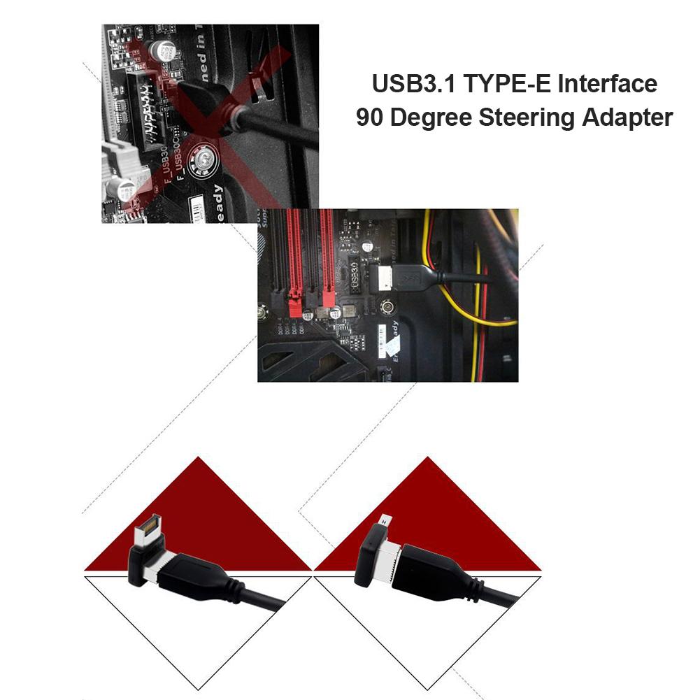 USB 3.1 Type-E 90 độ chuyển đổi USB Bộ chuyển đổi tiêu đề cho đầu nối bo mạch chủ Phụ kiện máy tính trên máy tính để bàn làm việc DIY