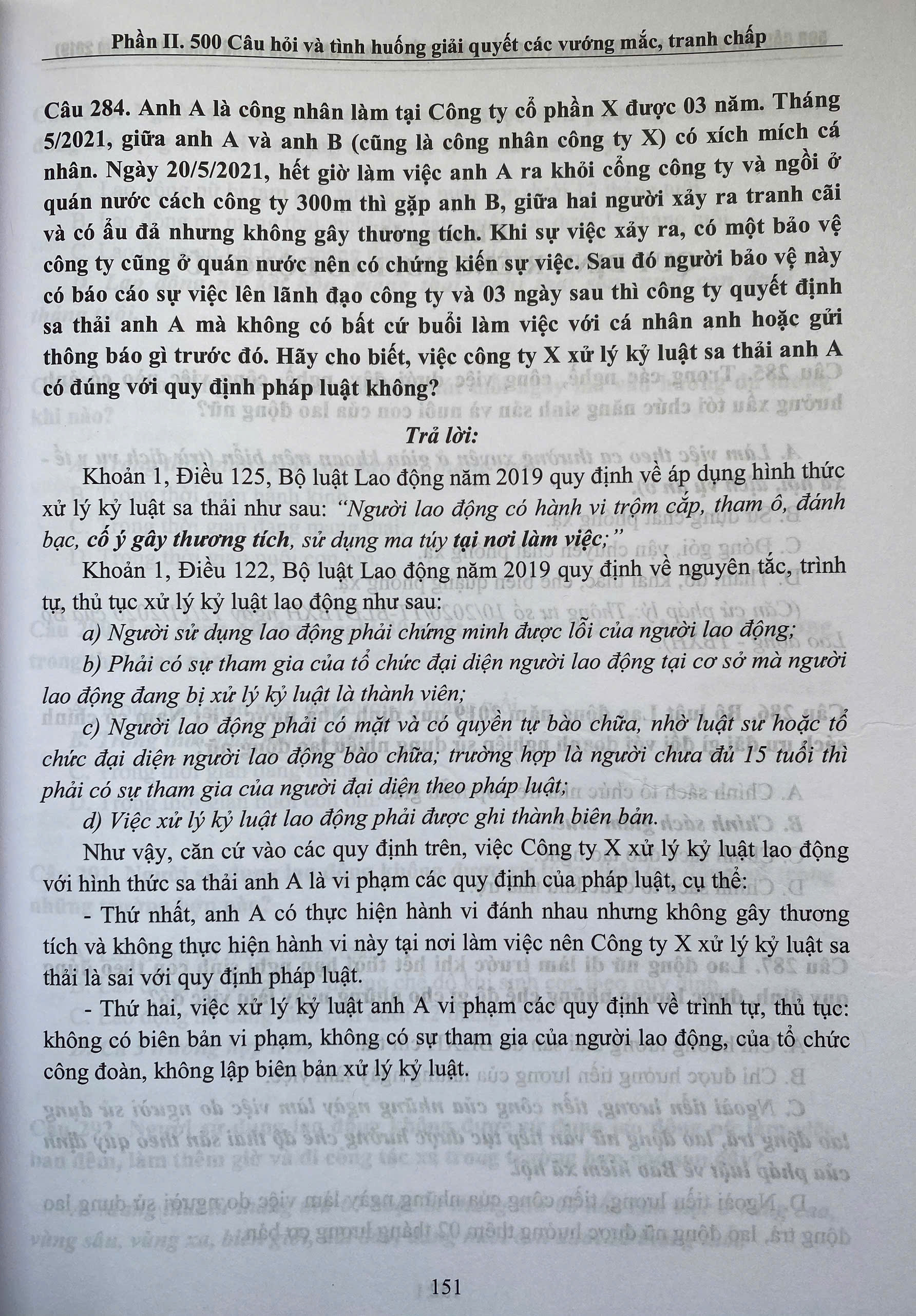 500 Câu hỏi Và Tình Huống Giải Các Vướng Mắc Tranh Chấp Lao Động Theo Bộ Luật lao Động Năm 2019