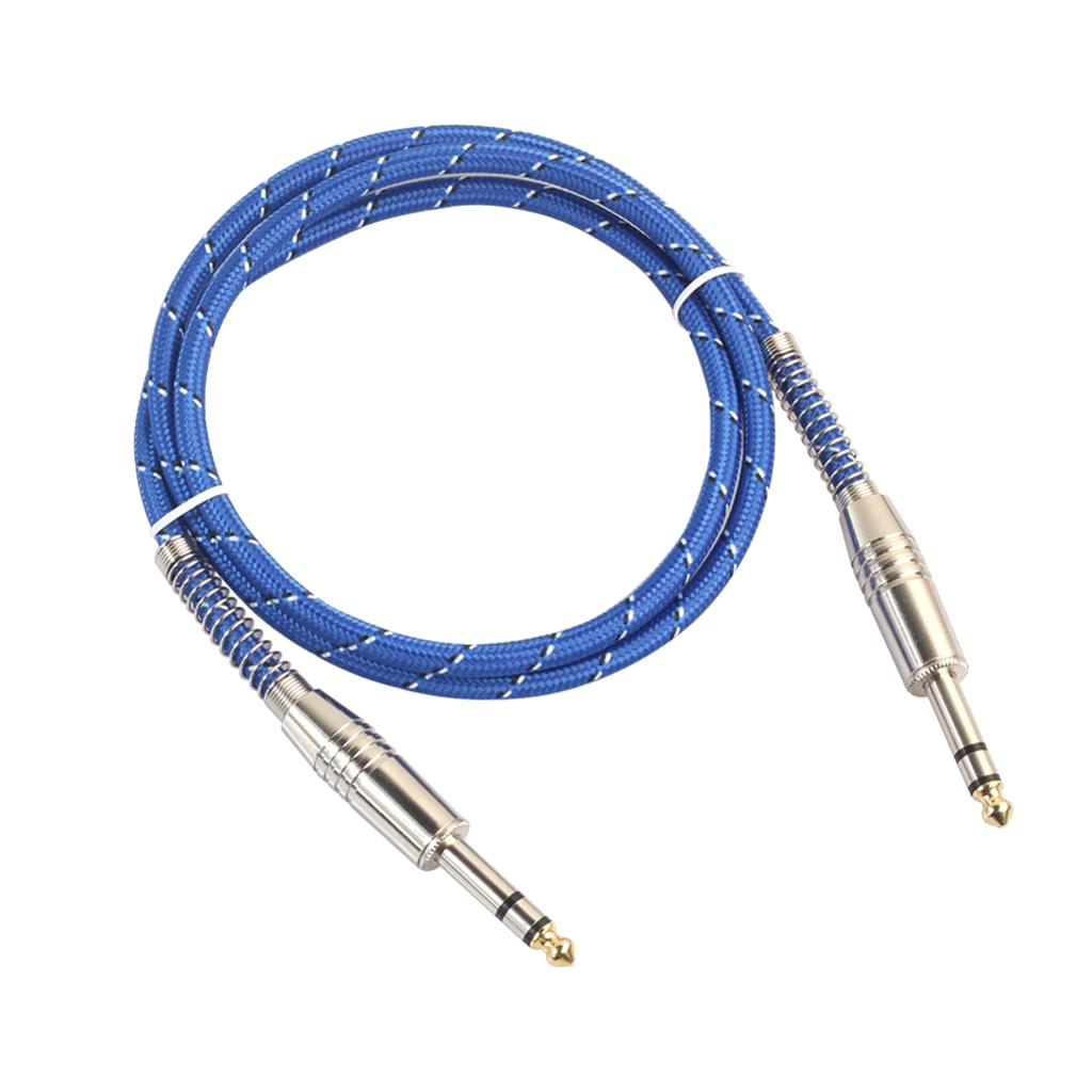 2xBass Guitar 6.35mm Stereo Male to Male Audio Cable Nylon Braided Cable 1m